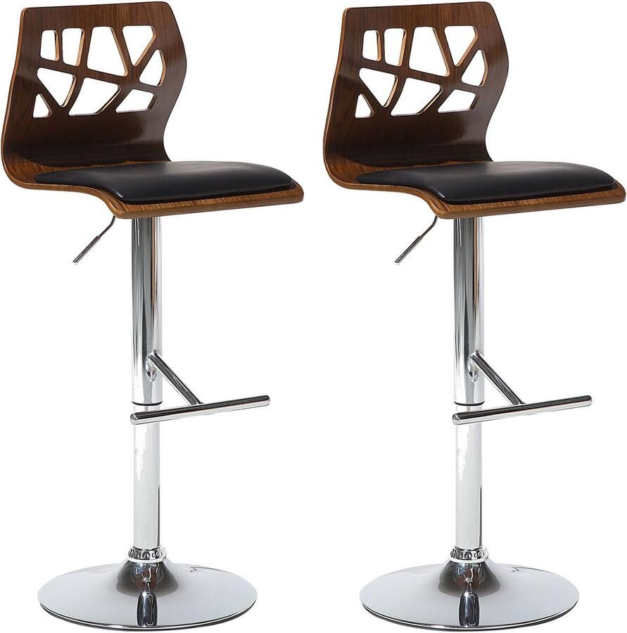 Beliani Set van 2 barstoelen PETERSBURG Kunstleer Draaibaar Bruin zwart