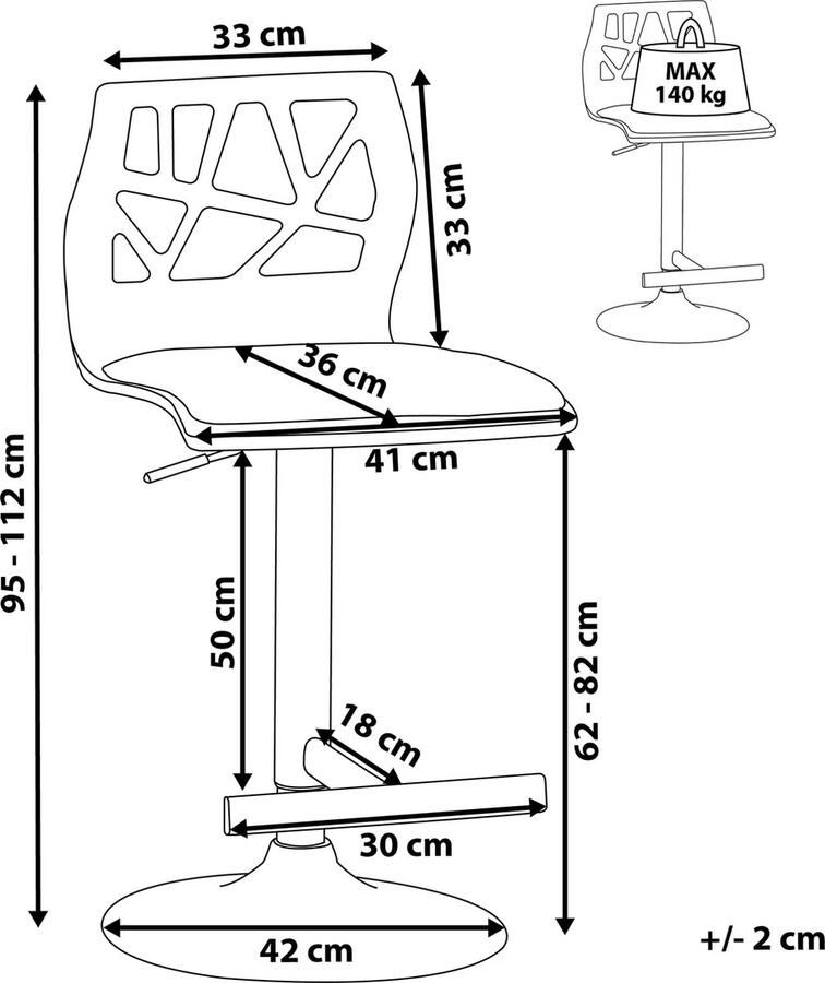 Beliani PETERSBURG Barkruk verstelbaar donkere houtkleur Kunstleer