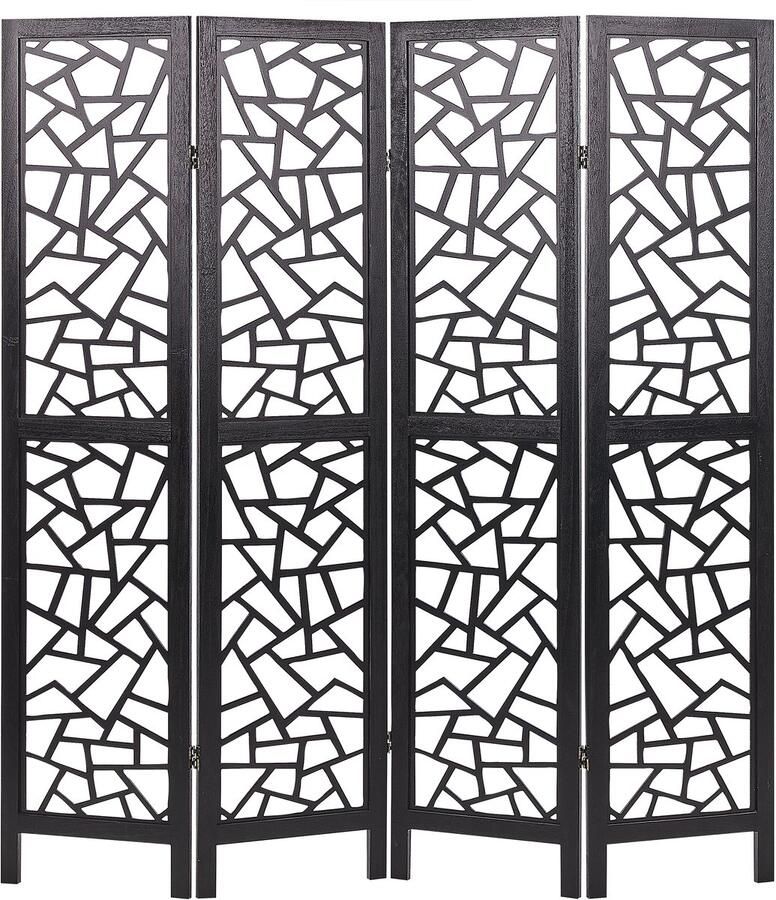 Beliani Roomdivider met 4 panelen PIANLARGO Zwart 163 cm 170 cm