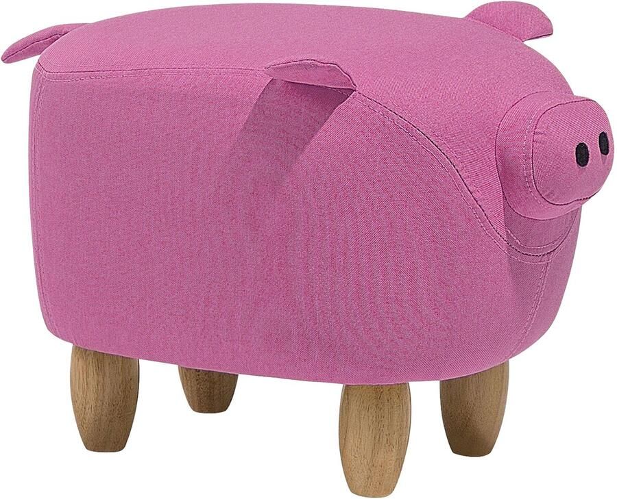 Beliani PIGGY Dierenhocker-Roze-Polyester