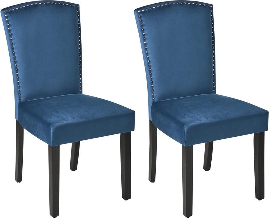 Beliani Piseco Eetkamerstoel Set Van 2-blauw-fluweel