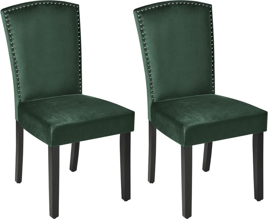 Beliani Piseco Eetkamerstoel Set Van 2-groen-fluweel