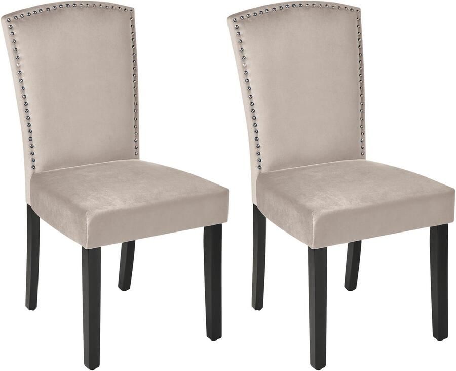 Beliani Piseco Eetkamerstoel Set Van 2-beige-fluweel