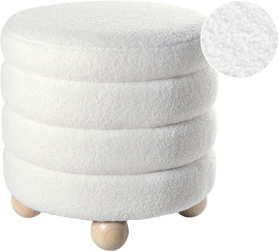 Beliani Poef CHILLY Bouclé Gebroken wit 42 cm 42 cm 41 cm