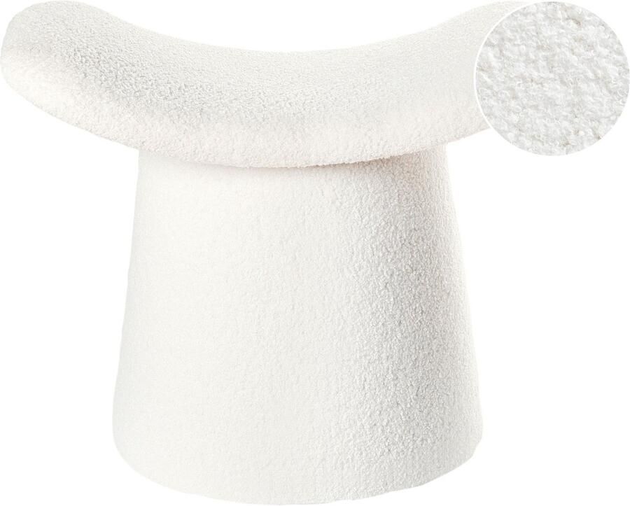 Beliani Poef Getuft RIDDLE Bouclé Gebroken wit 57 cm 38 cm 46 cm