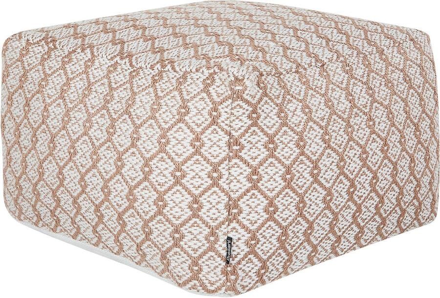 Beliani -SHORAN-Buitenpoef-Beige|Wit-50 x 50 x 30 cm-Synthetisch