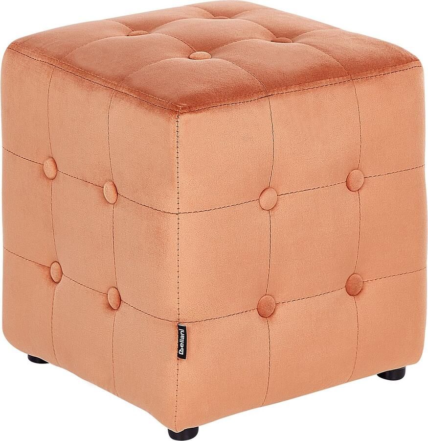 Beliani Poef WISCONSIN Fluweel Oranje 36 cm 36 cm 39 cm