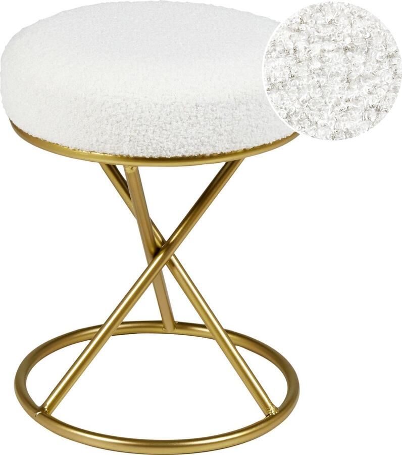 Beliani PRESHO Hocker Gebroken Wit Bouclé