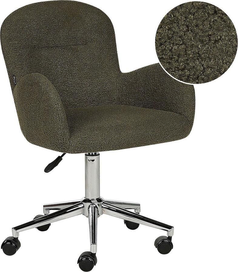 Beliani PRIDDY Bureaustoel Donkergroen Bouclé - Foto 2