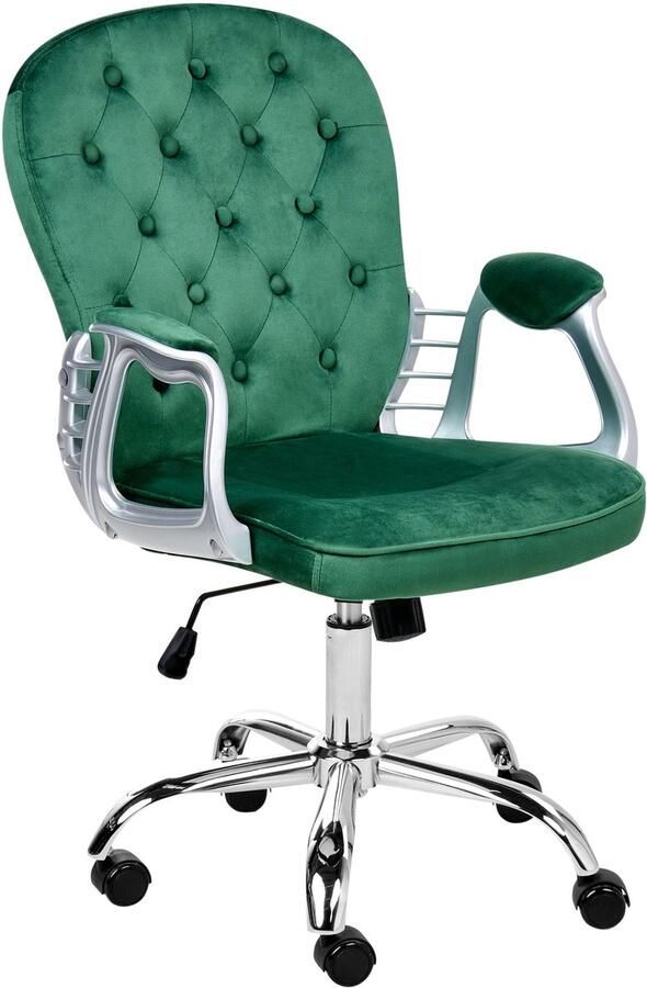 Beliani Bureaustoel Draaibaar PRINCESS Fluweel Groen