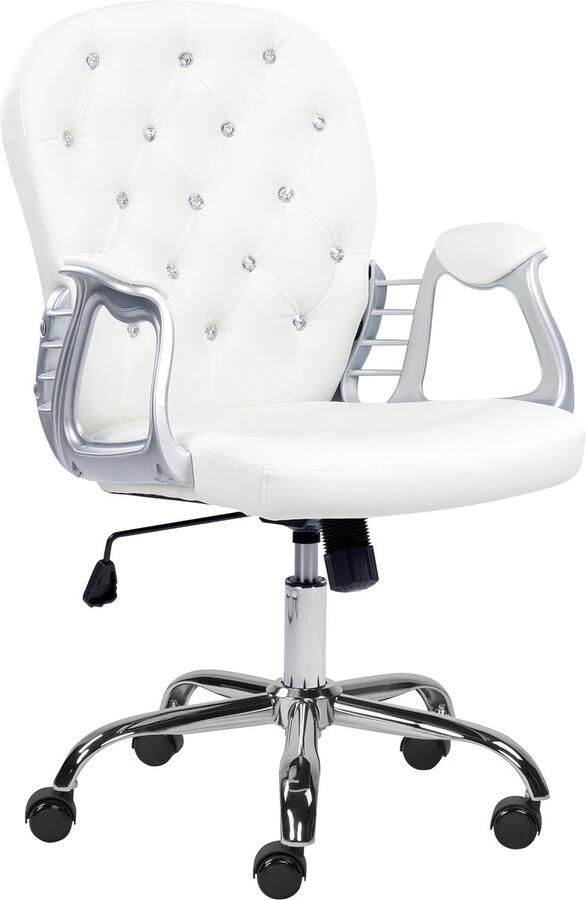 Beliani PRINCESS Bureaustoel Wit Kristal Kunstleer