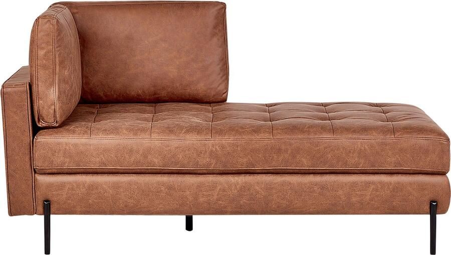 Beliani REBAIS Chaise longue Goudbruin Linkszijdig Kunstleer