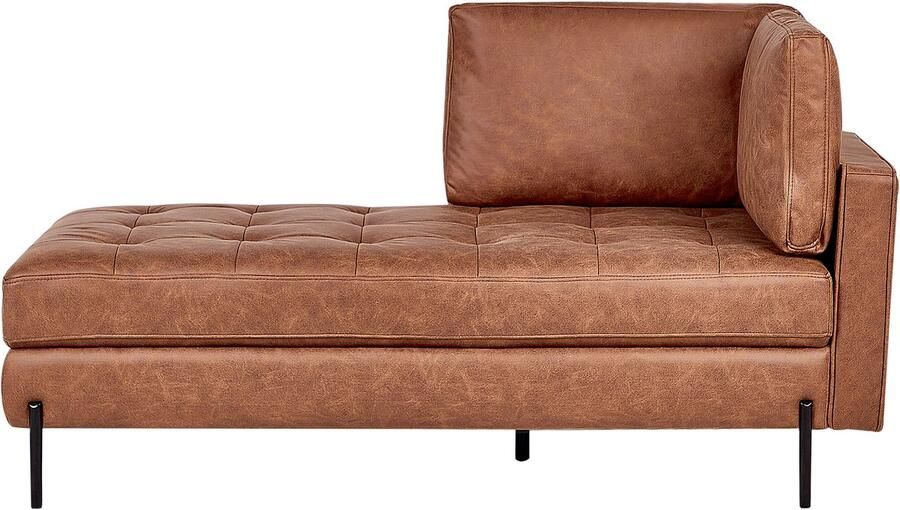 Beliani Rechtszijdige chaise longue REBAIS Kunstleer Goudbruin