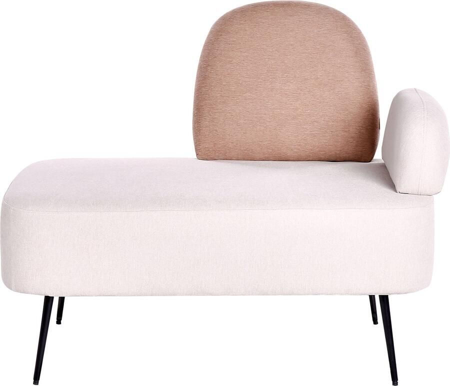 Beliani ARCEY Chaise longue Beige Bruin Rechtszijdig Stof