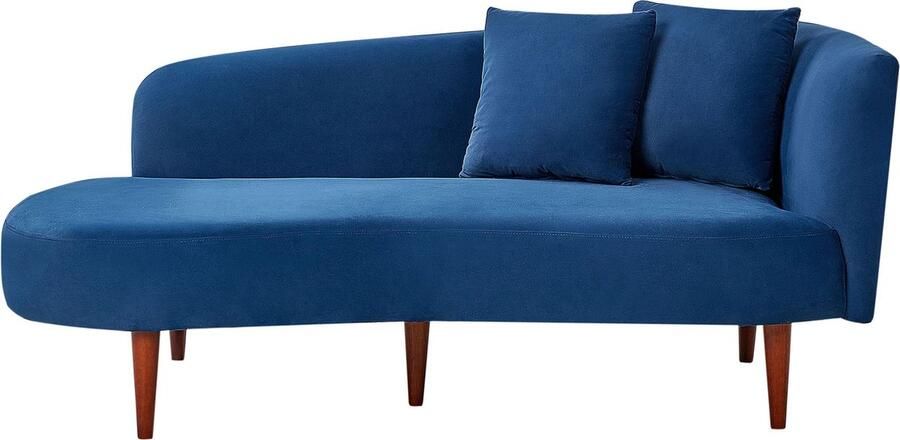 Beliani Rechtszijdige chaise longue CHAUMONT Fluweel Marineblauw