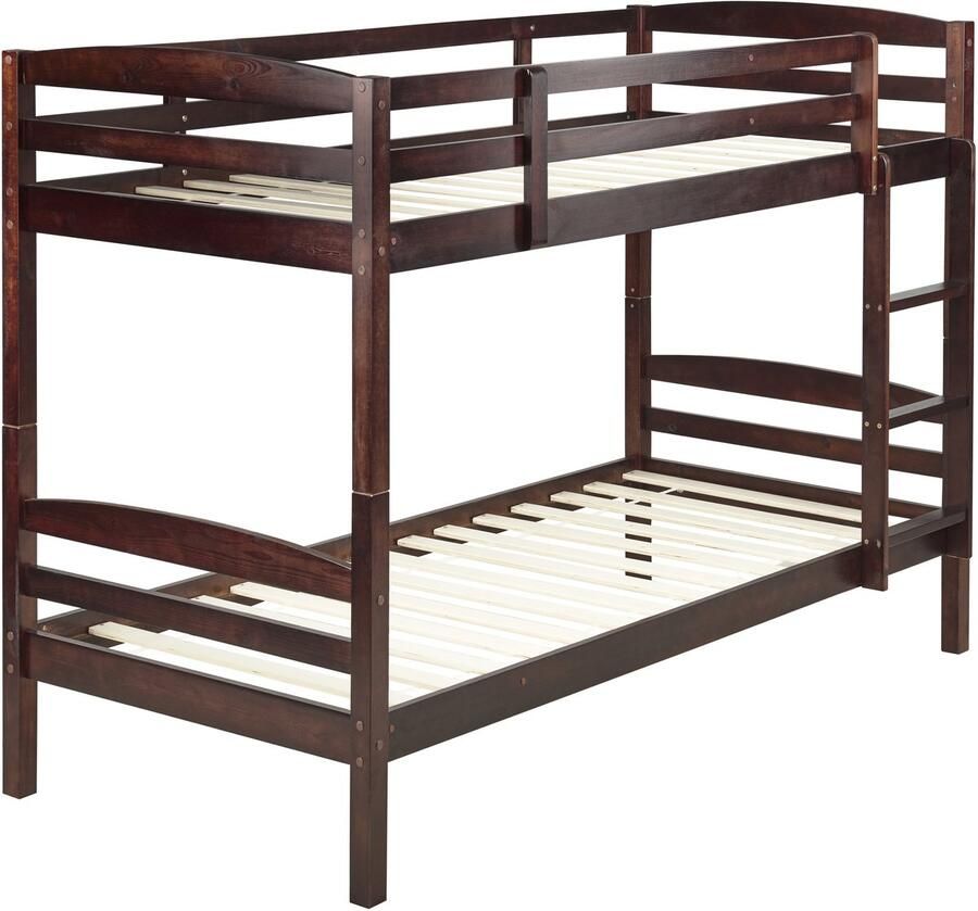 Beliani Hoogslaper Dennenhout REGAT 90 x 200 cm Donkerbruin