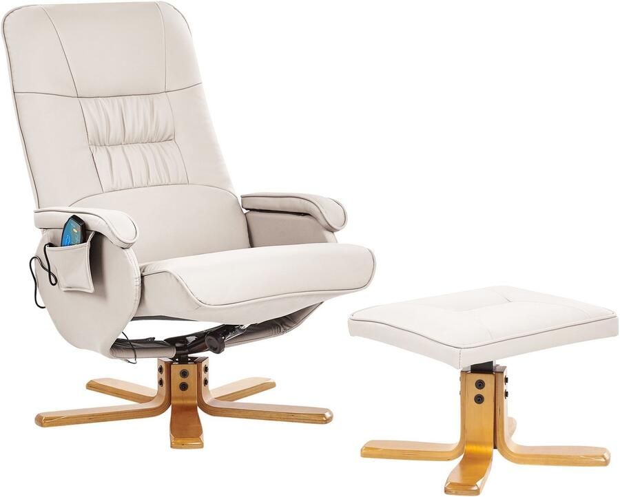 Beliani -RELAXPRO-Relaxfauteuil met voetenbank-Lichtbeige-Kunstleer