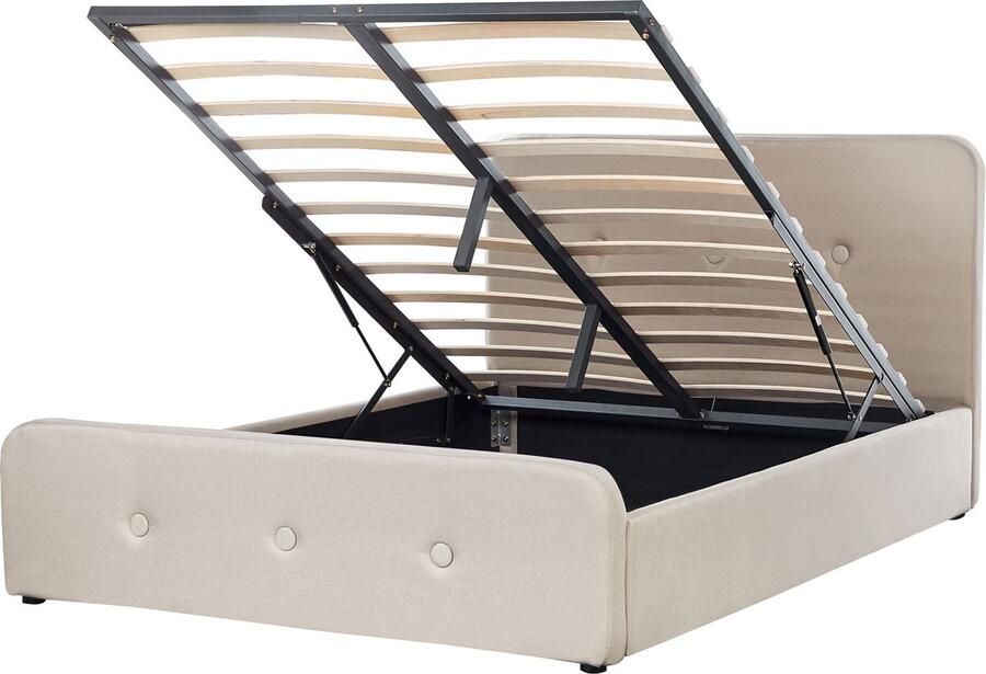 Beliani -RENNES -Bed met opbergruimte-Beige-140 x 200 cm-Polyester