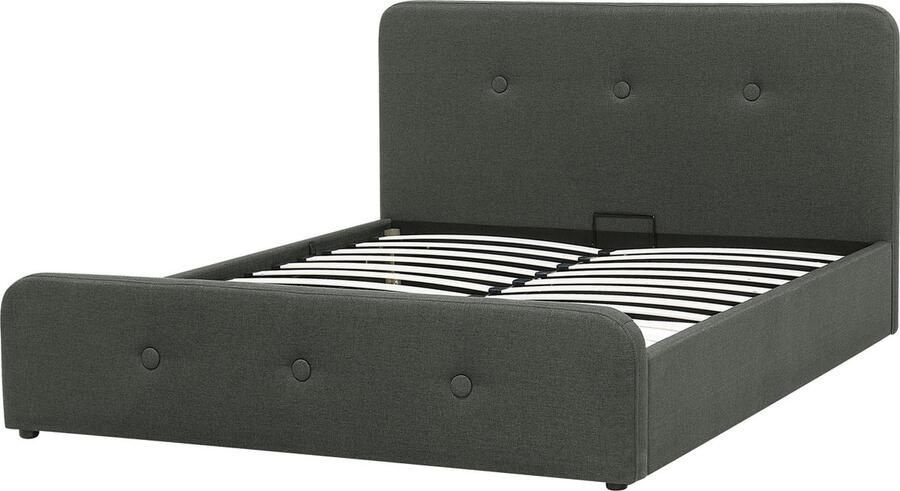 Beliani -RENNES -Bed met opbergruimte-Donkergrijs-140x200 cm-Polyester