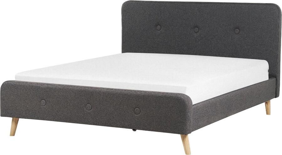 Beliani -RENNES II-Tweepersoonsbed-Donkergrijs-160 x 200 cm-Polyester