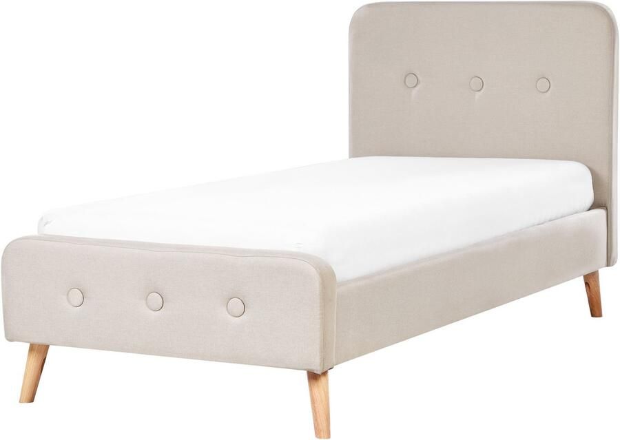 Beliani RENNES Kinderbed Lichtbeige 90 x 200 cm Polyester