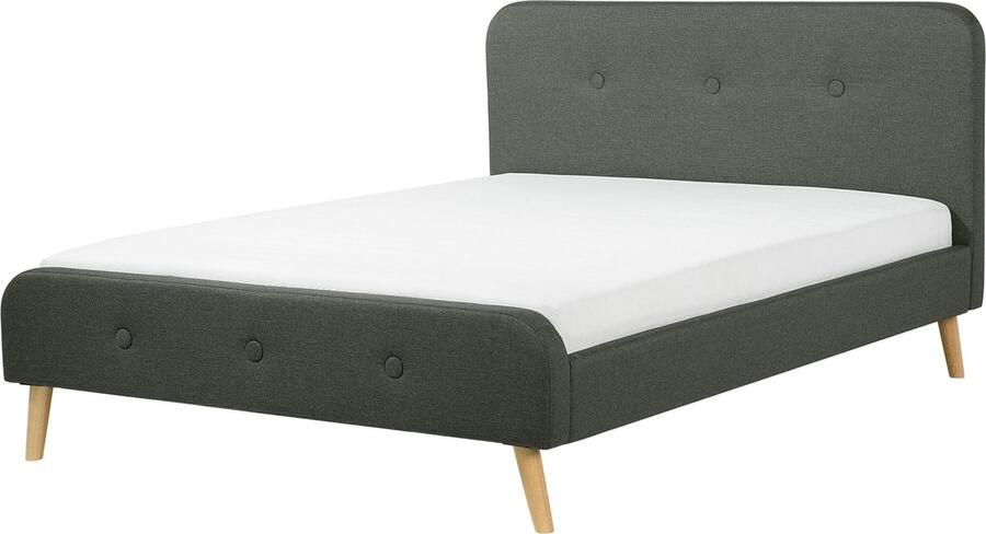 Beliani RENNES Tweepersoonsbed Donkergrijs 140 x 200 cm Polyester - Foto 2