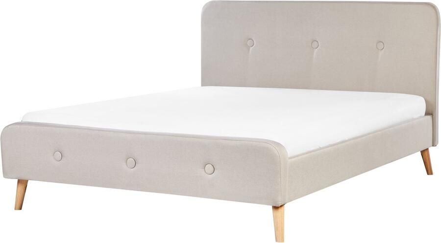 Beliani RENNES Tweepersoonsbed Lichtbeige 160 x 200 cm Polyester