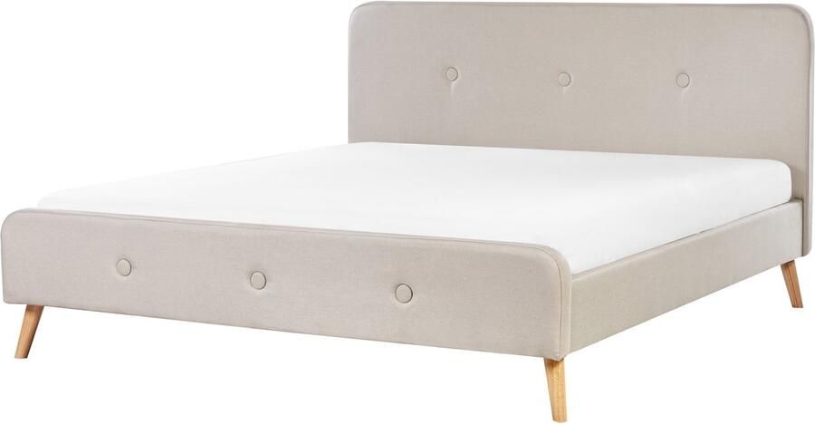 Beliani RENNES Tweepersoonsbed Lichtbeige 180 x 200 cm Polyester - Foto 2