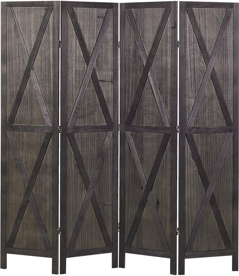Beliani Roomdivider met 4 panelen RIDANNA Donkerbruin 163 cm 170 cm
