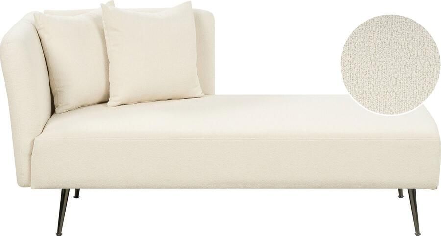 Beliani Linkszijdige chaise longue RIOM Bouclé Gebroken wit