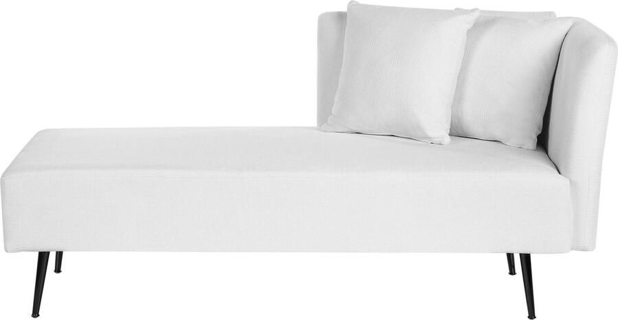 Beliani Rechtszijdige chaise longue RIOM Stof Gebroken wit