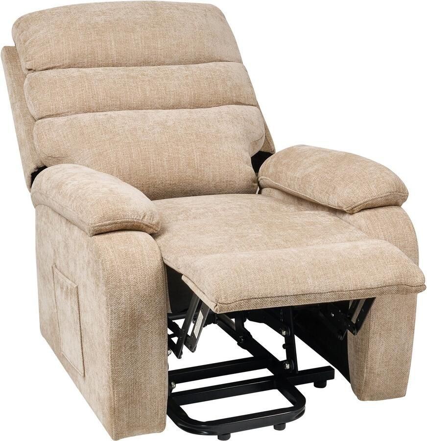 Beliani RISE Relaxfauteuil elektrisch Beige Stof