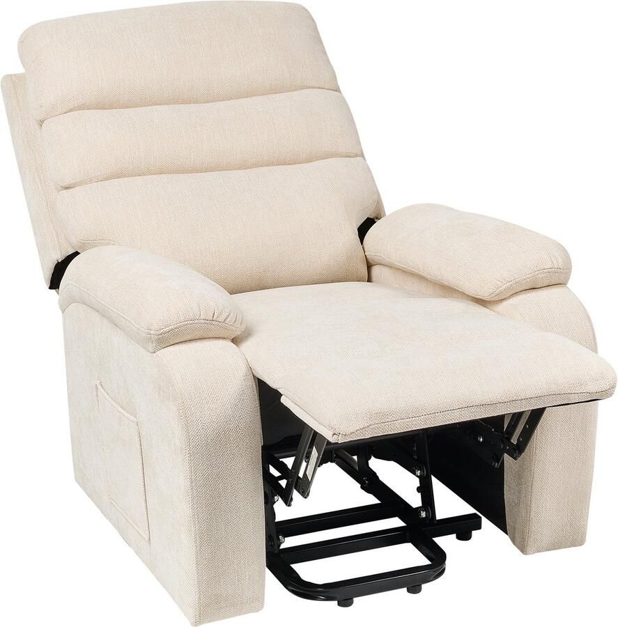 Beliani RISE Relaxfauteuil elektrisch Lichtbeige Stof