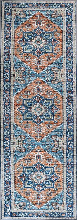 Beliani RITAPURAM Laagpolig vloerkleed Blauw 70 x 200 cm Polyester - Foto 2