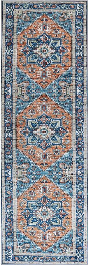 Beliani RITAPURAM Laagpolig vloerkleed Blauw 80 x 240 cm Polyester - Foto 2