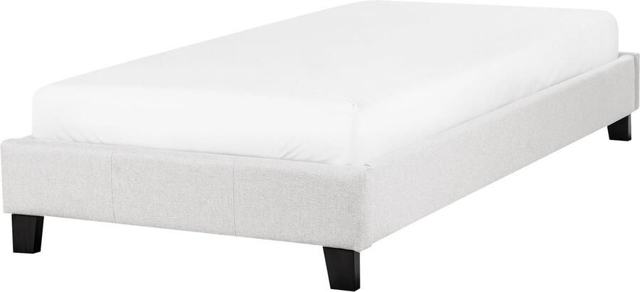 Beliani Bed zonder hoofdbord Stof ROANNE 90 x 200 cm Lichtgrijs