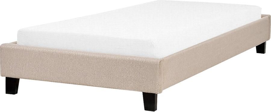 Beliani Bed zonder hoofdbord Stof ROANNE 90 x 200 cm Beige