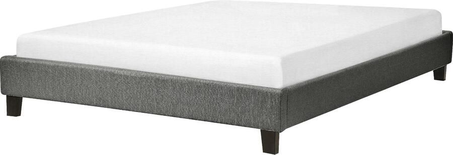 Beliani ROANNE Tweepersoonsbed Donkerhout 140 x 200 cm Polyester