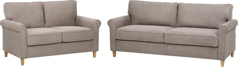 Beliani Bankenset RONNEBY Stof Lichtbruin 5-zitter