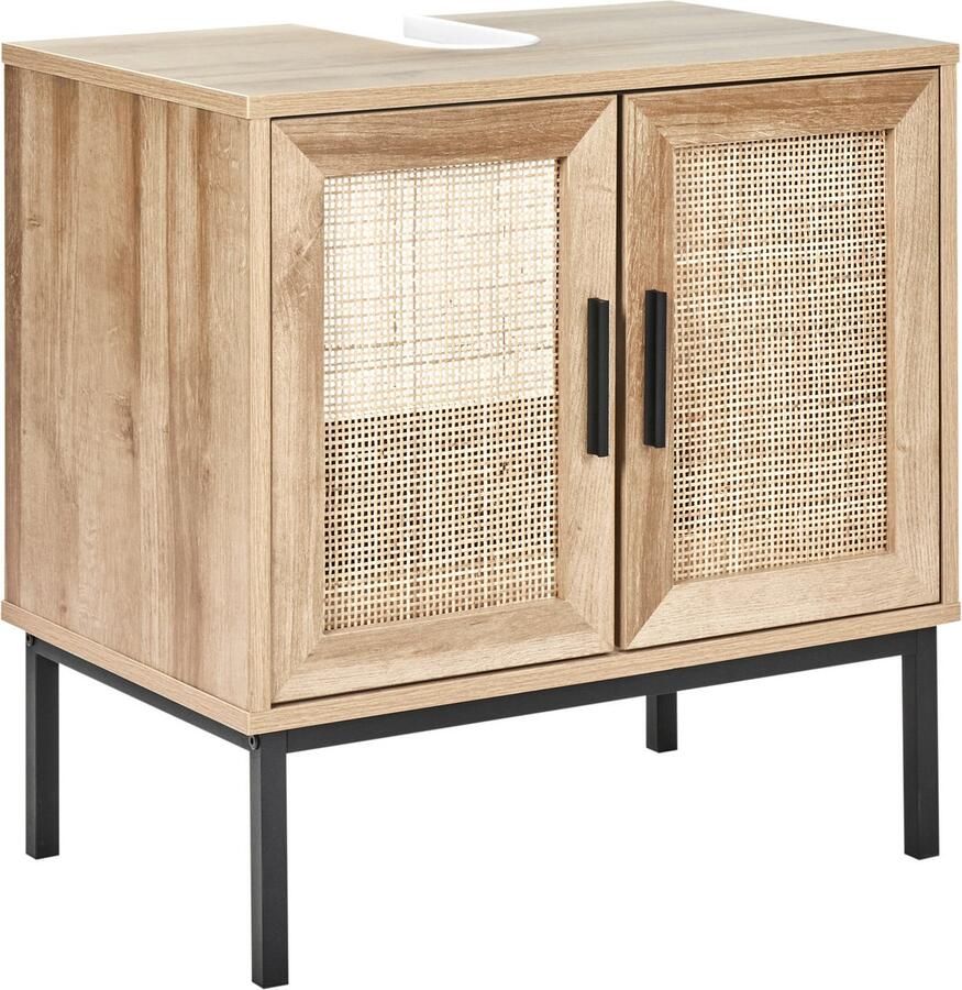 Beliani -ROSELL-Staande wastafelkast 2 deuren-Lichthout-Vezelplaat