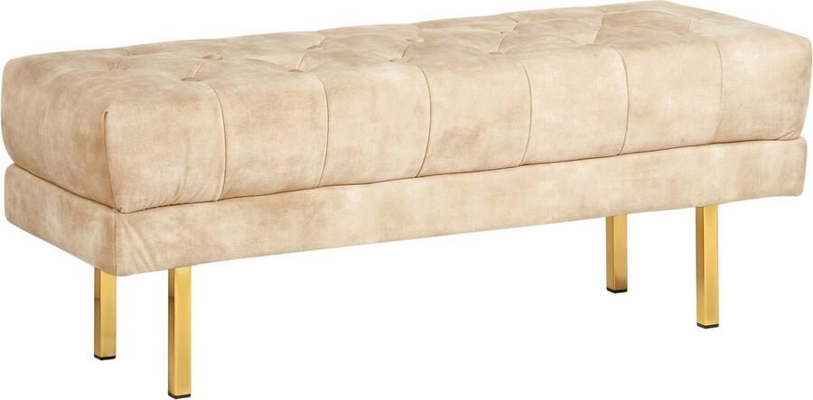 Beliani ROSEVILLE Bedbank-Beige-Fluweel
