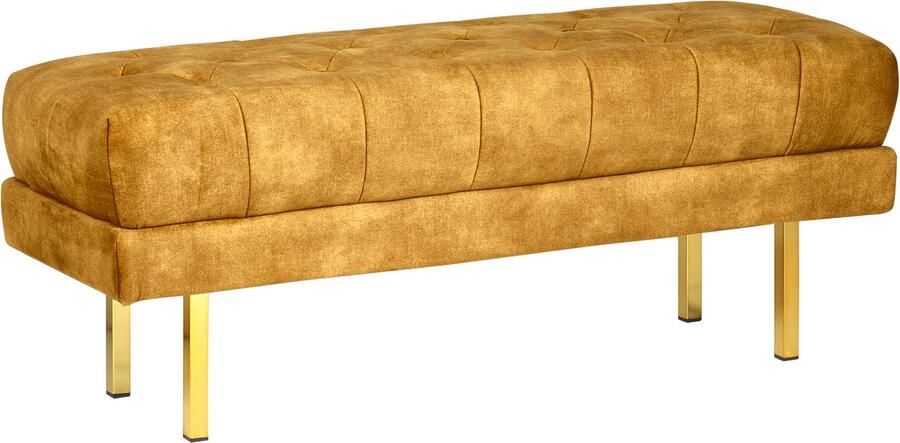 Beliani ROSEVILLE Bankje Mosterdgeel Fluweel