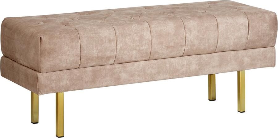 Beliani ROSEVILLE Bedbank-Beige-Fluweel