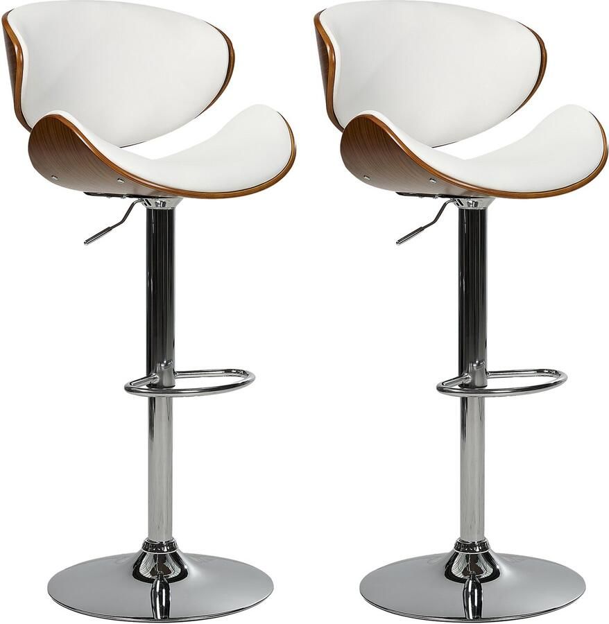 Beliani Set van 2 barstoelen ROTTERDAM Kunstleer Draaibaar Wit