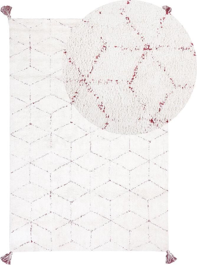Beliani SAKARYA Shaggy vloerkleed Wit 140 x 200 cm Katoen - Foto 2