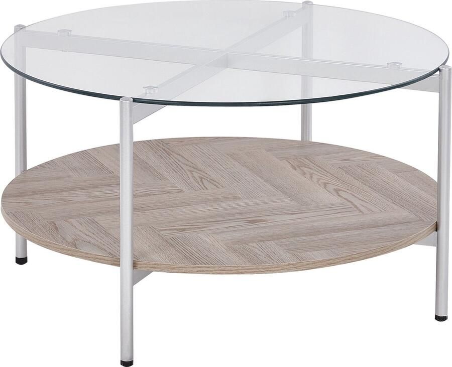 Beliani LOVELL Salontafel Donkerbruin Zilver Hout