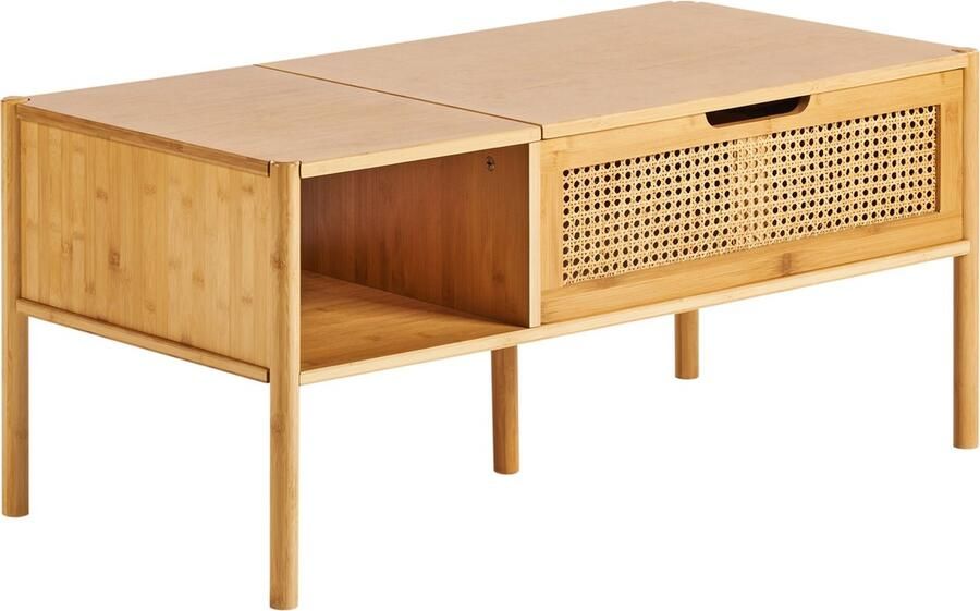 Beliani Salontafel SURREY Bamboehout Natuurlijk met opbergruimte