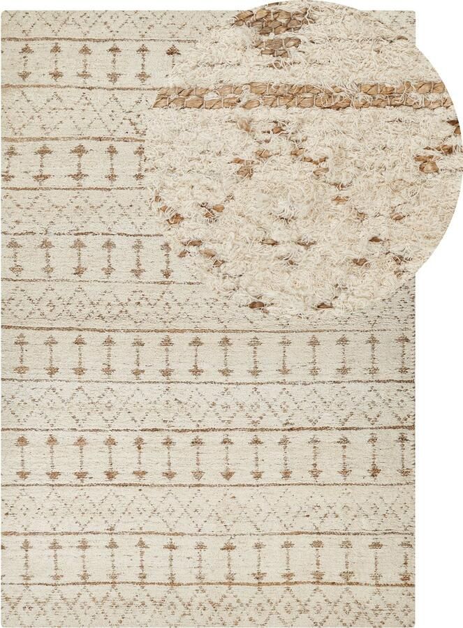 Beliani SANAO Vloerkleed Beige 200 x 300 cm Katoen