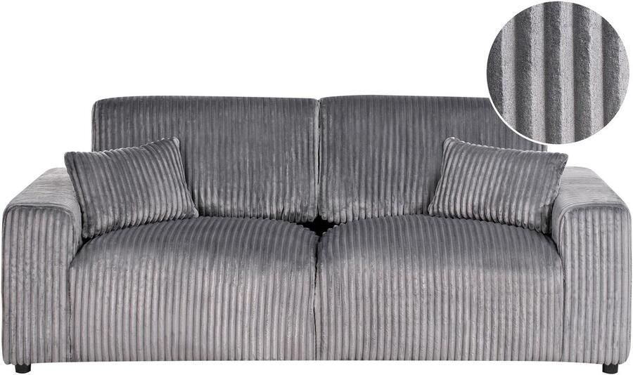 Beliani SANDORA Driezitsbank Grijs Corduroy