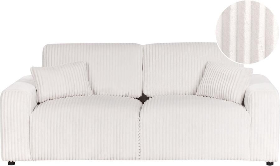 Beliani SANDORA Driezitsbank Gebroken wit Corduroy